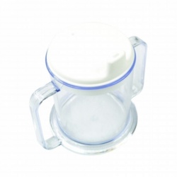 Clear Drinking Mug with Handles and Spouted Lid (295ml)