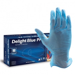 Aurelia Delight Blue PF Vinyl Gloves 38995-9 (Pack of 100)