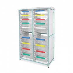 Bristol Maid Double-Column Caretray Rack with Eight Shallow Trays and Ten Deep Trays