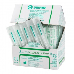 SEIRIN J-Type Acupuncture Needles with Guide Tube 0.12 x 30mm (Pack of 100)