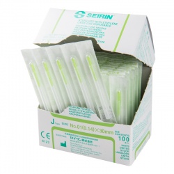 SEIRIN J-Type Acupuncture Needles with Guide Tube 0.14 x 30mm (Pack of 100)