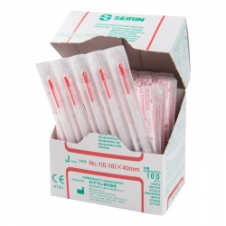 SEIRIN J-Type Acupuncture Needles with Guide Tube 0.16 x 40mm (Pack of 100)