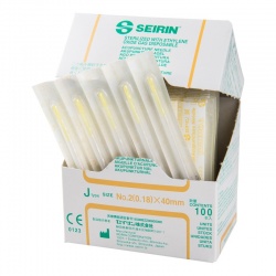SEIRIN J-Type Acupuncture Needles with Guide Tube 0.18 x 40mm (Pack of 100)