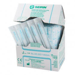 SEIRIN J-Type Acupuncture Needles with Guide Tube 0.20 x 40mm (Pack of 100)