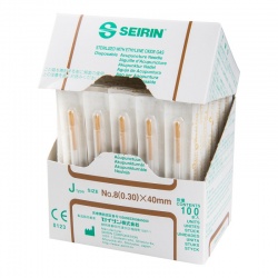 SEIRIN J-Type Acupuncture Needles with Guide Tube 0.30 x 40mm (Pack of 100) - Money Off!