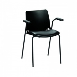 Sunflower Medical Black Neptune Visitor Chair with Black Vinyl and Arms