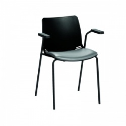 Sunflower Medical Black Neptune Visitor Chair with Grey Vinyl and Arms