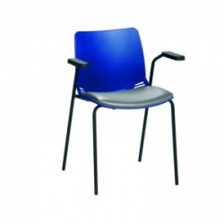 Sunflower Medical Blue Neptune Visitor Chair with Grey Vinyl and Arms