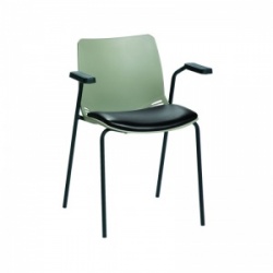 Sunflower Medical Grey Neptune Visitor Chair with Black Vinyl and Arms