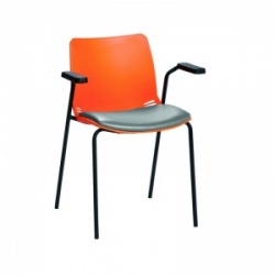 Sunflower Medical Orange Neptune Visitor Chair with Grey Vinyl and Arms