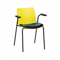 Sunflower Medical Yellow Neptune Visitor Chair with Black Vinyl and Arms