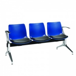 Sunflower Medical Blue Three-Seat Modular Visitor Seating with Black Vinyl Upholstery
