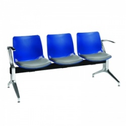 Sunflower Medical Blue Three-Seat Modular Visitor Seating with Grey Vinyl Upholstery
