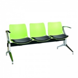 Sunflower Medical Green Three-Seat Modular Visitor Seating with Black Vinyl Upholstery