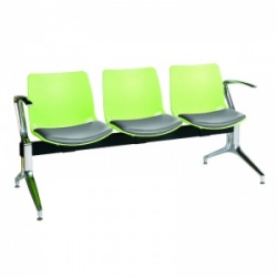 Sunflower Medical Green Three-Seat Modular Visitor Seating with Grey Vinyl Upholstery