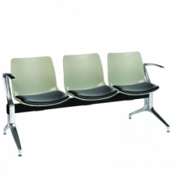 Sunflower Medical Grey Three-Seat Modular Visitor Seating with Black Vinyl Upholstery