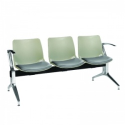 Sunflower Medical Grey Three-Seat Modular Visitor Seating with Grey Vinyl Upholstery