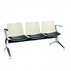 Sunflower Medical Ivory Three-Seat Modular Visitor Seating with Black Vinyl Upholstery