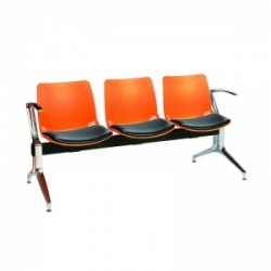 Sunflower Medical Orange Three-Seat Modular Visitor Seating with Black Vinyl Upholstery