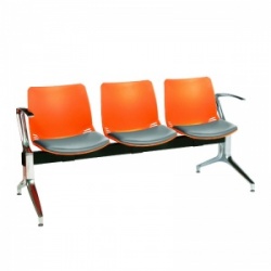 Sunflower Medical Orange Three-Seat Modular Visitor Seating with Grey Vinyl Upholstery