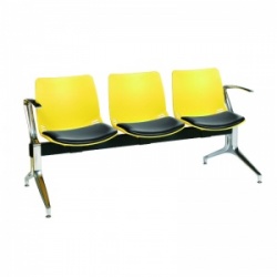 Sunflower Medical Yellow Three-Seat Modular Visitor Seating with Black Vinyl Upholstery