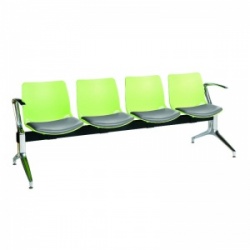 Sunflower Medical Green Four-Seat Modular Visitor Seating with Grey Vinyl Upholstery