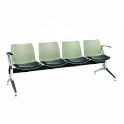 Sunflower Medical Grey Four-Seat Modular Visitor Seating with Black Vinyl Upholstery