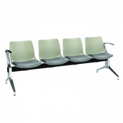 Sunflower Medical Grey Four-Seat Modular Visitor Seating with Grey Vinyl Upholstery