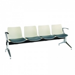 Sunflower Medical Ivory Four-Seat Modular Visitor Seating with Grey Vinyl Upholstery