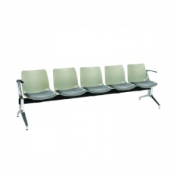 Sunflower Medical Grey Five-Seat Modular Visitor Seating with Grey Vinyl Upholstery