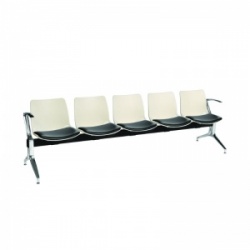Sunflower Medical Ivory Five-Seat Modular Visitor Seating with Black Vinyl Upholstery
