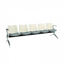Sunflower Medical Ivory Five-Seat Modular Visitor Seating with Grey Vinyl Upholstery