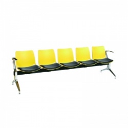 Sunflower Medical Yellow Five-Seat Modular Visitor Seating with Black Vinyl Upholstery