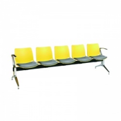 Sunflower Medical Yellow Five-Seat Modular Visitor Seating with Grey Vinyl Upholstery