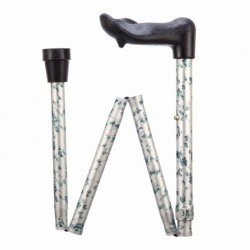 Height-Adjustable Ivy Floral Pattern Folding Arthritis Grip Cane (Right Hand)