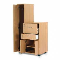 Bristol Maid Beech Bedside Cabinet with Left-Hand Wardrobe (Three Drawers)
