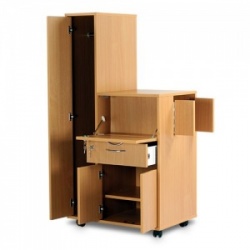 Bristol Maid Beech Bedside Cabinet with Left-Hand Wardrobe (Cupboard, Drawer, and Lockable Flap)
