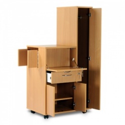 Bristol Maid Beech Bedside Cabinet with Right-Hand Wardrobe (Cupboard, Drawer, and Lockable Flap)