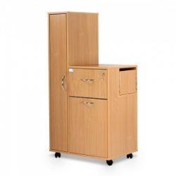 Bristol Maid Beech Bedside Cabinet with Left-Hand Wardrobe (Large Drawer and Lockable Flap)