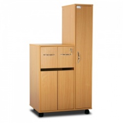 Bristol Maid Beech Bedside Cabinet with Left-Hand Wardrobe (Cupboard and Two Top Drawers)