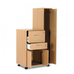 Bristol Maid Beech Bedside Cabinet with Right-Hand Wardrobe (Cupboard and Lockable Drawers)