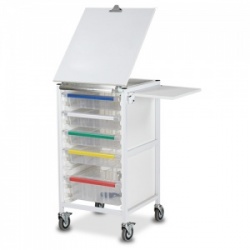Bristol Maid Medical Records Trolley - Fixed Height with Four Small Trays and One Large Tray