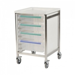 Bristol Maid Low-Level Single-Column 785mm High Procedure Trolley with 3 Large Trays