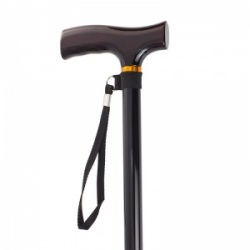 Drive Medical Black T-Handled Walking Cane with Strap
