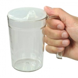 Clear Drinking Cup with Handle and Two Spouted Lids (280ml)