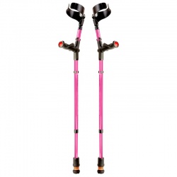 Flexyfoot Pink Anatomic Comfort-Grip Double-Adjustable Crutches (Pair)