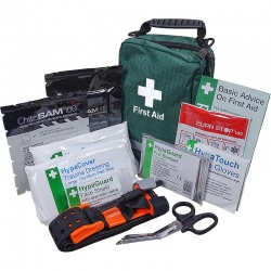 Safety First Aid Personal Trauma Kit with Chito-SAM 100 Z-Fold Dressing