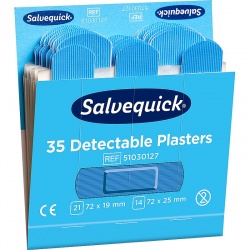 Safety First Aid Salvequick Blue Detectable Plasters (Pack of 6)