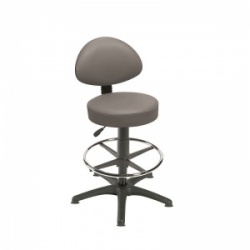 Sunflower Medical Grey Gas-Lift Stool with Back Rest, Foot Ring and Glides