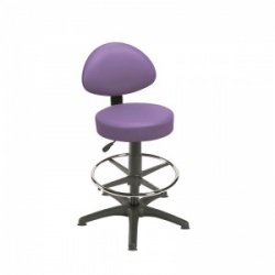 Sunflower Medical Lilac Gas-Lift Stool with Back Rest, Foot Ring and Glides